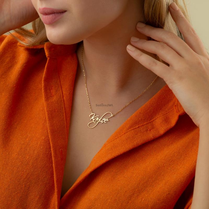 Kişiye Özel 925 Ayar Yatay İsim Kolye