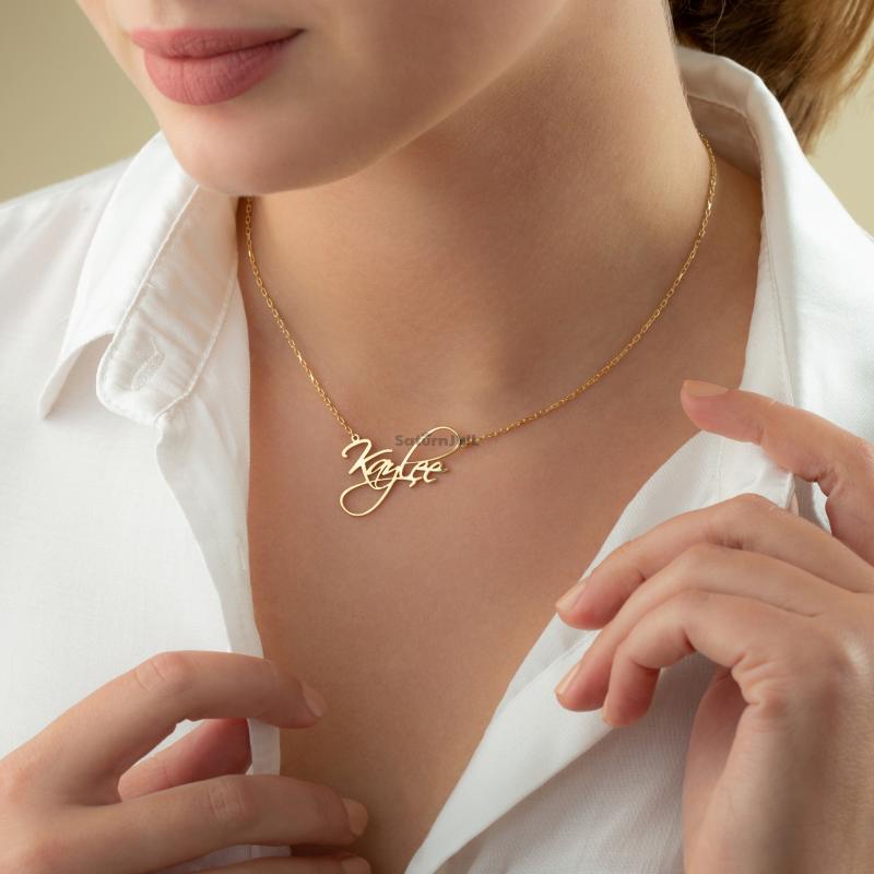 Kişiye Özel 925 Ayar Yatay İsim Kolye