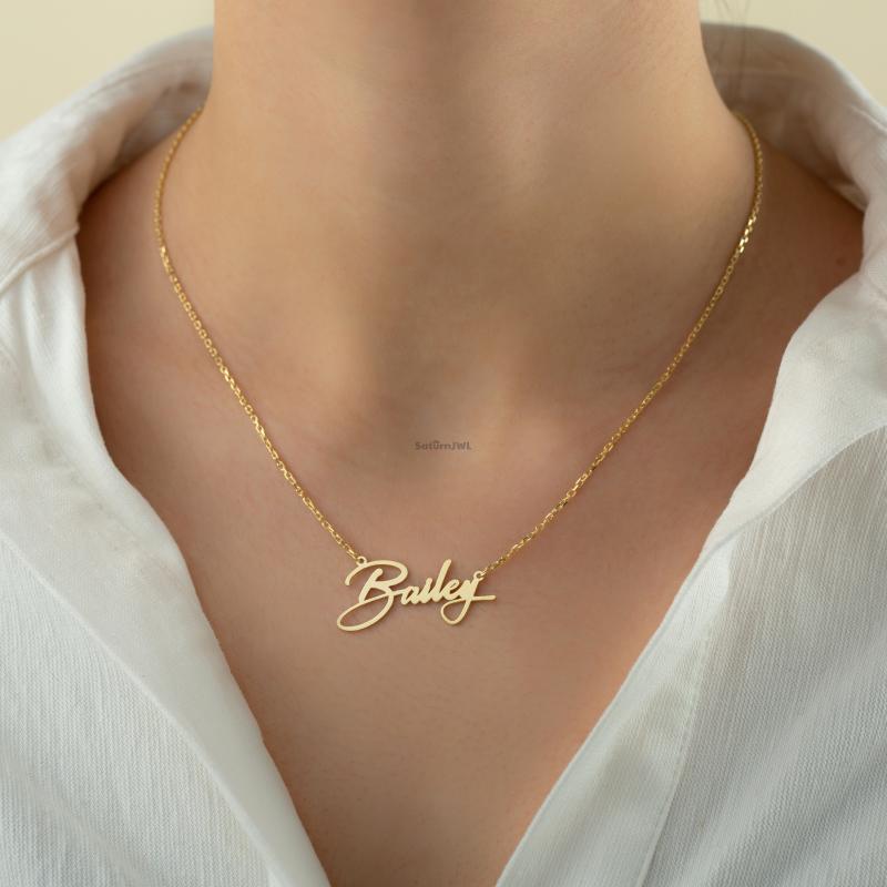 Kişiye Özel 925 Ayar Yatay İsim Kolye