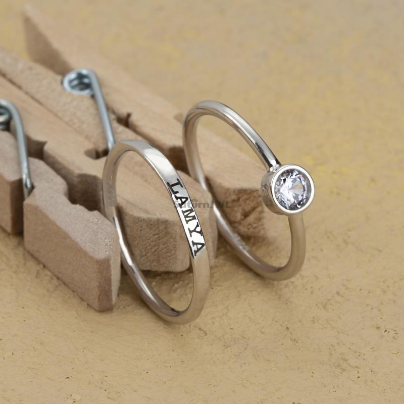 Kişiye Özel 925 Ayar İsim - Taş Yüzük Set