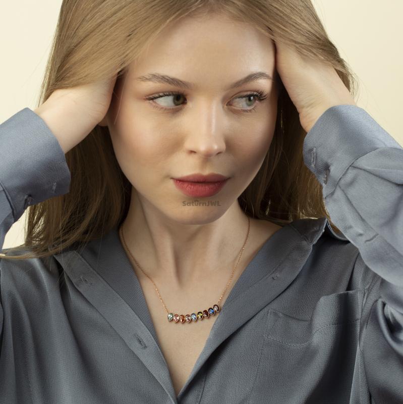 Kişiye Özel 925 Ayar Dikdörtgen Taşlı Kolye