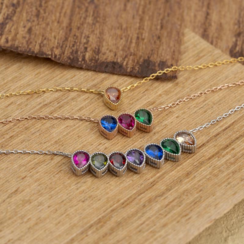 Kişiye Özel 925 Ayar Dikdörtgen Taşlı Kolye