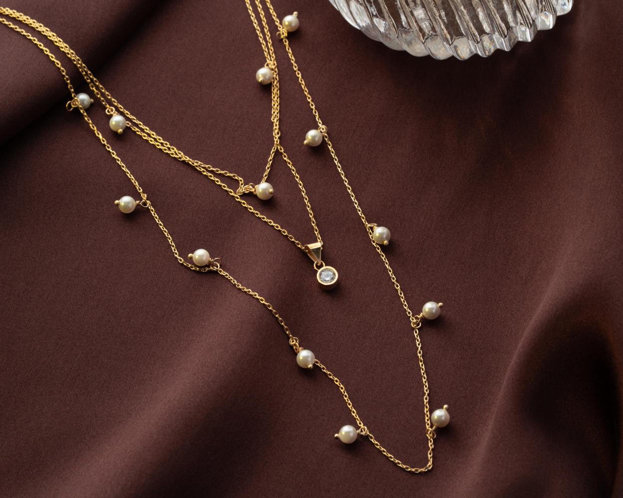 Kişiye Özel 925 Ayar Gerçek İncili ve Taşlı Kolye