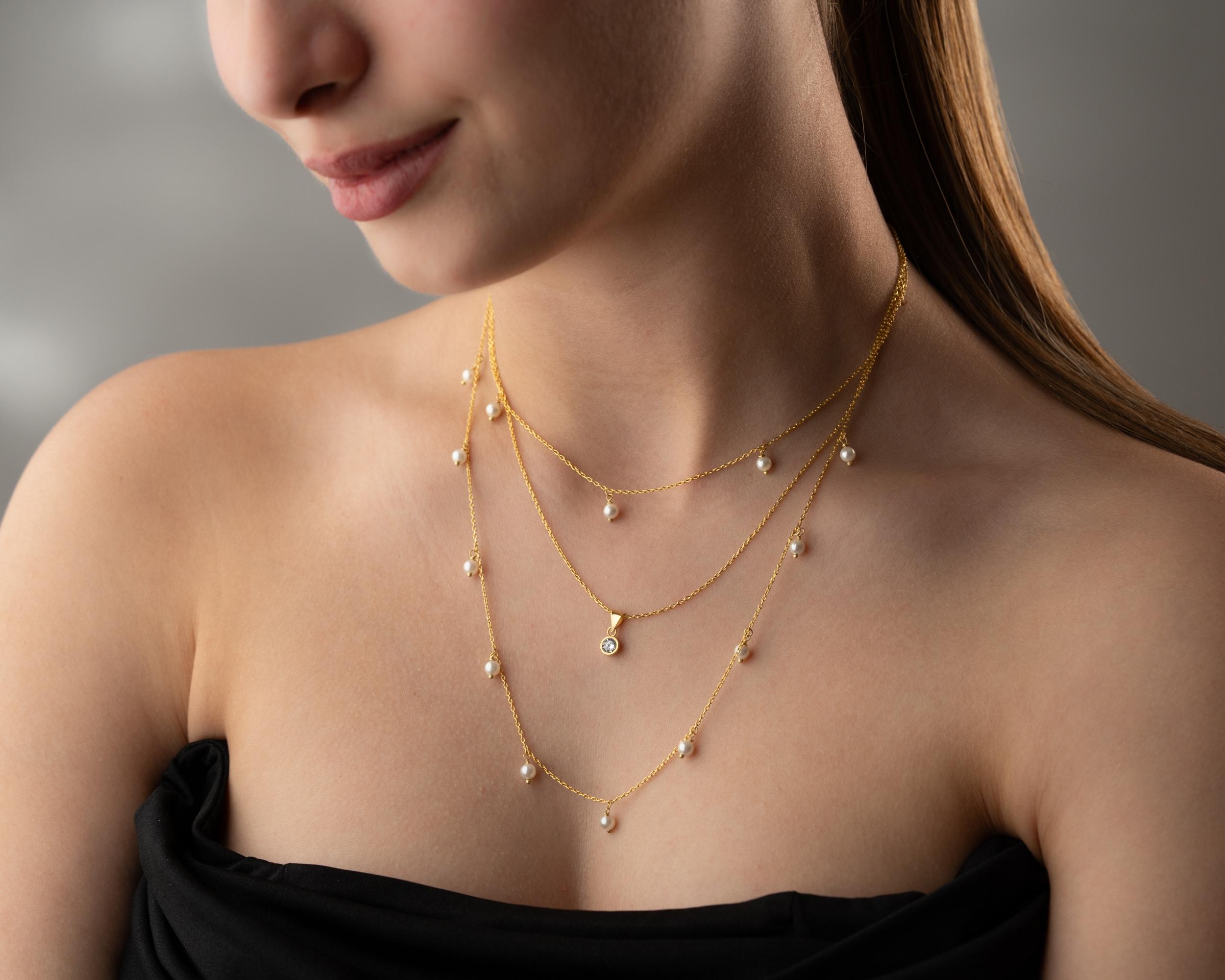 Kişiye Özel 925 Ayar Gerçek İncili ve Taşlı Kolye