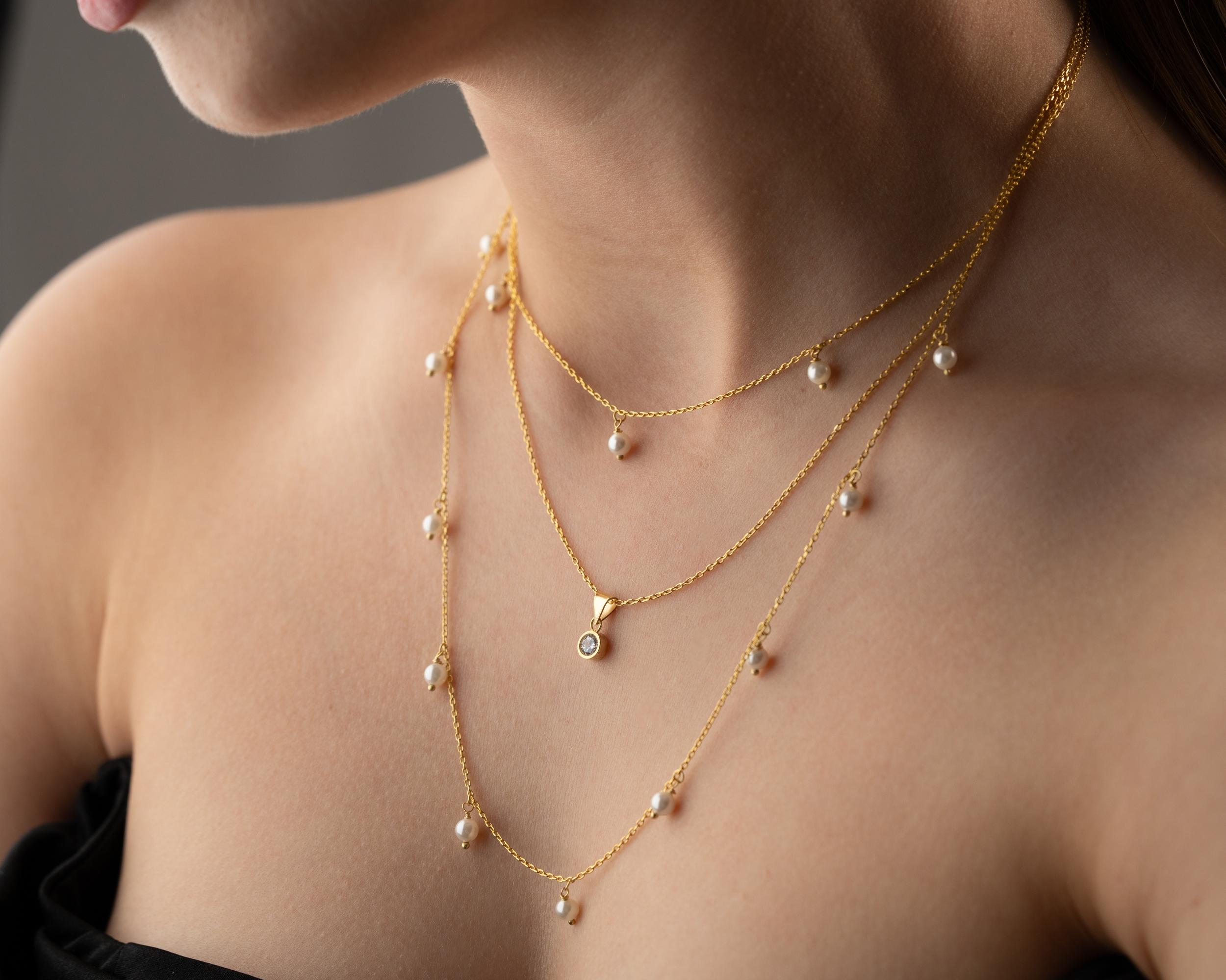 Kişiye Özel 925 Ayar Gerçek İncili ve Taşlı Kolye