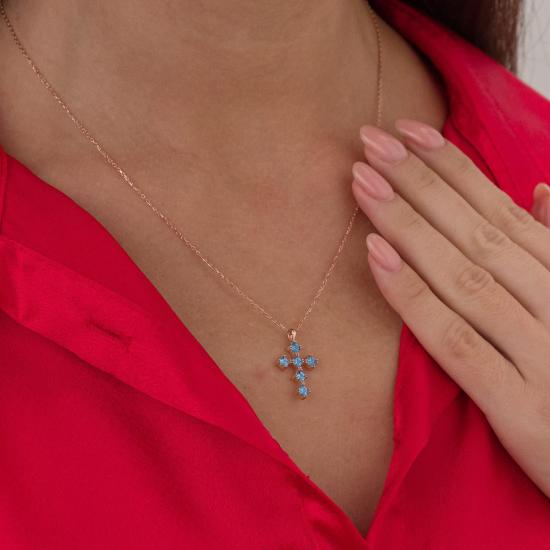 Kişiye Özel 925 Ayar Taşlı Özel Döküm Haç Kolye